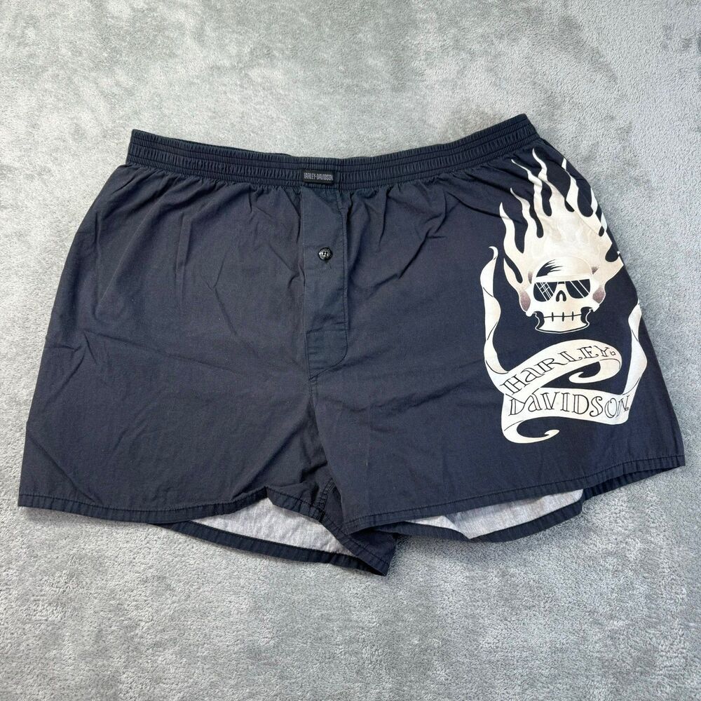 Harley Davidson Shorts Men's Large Navy Blue Stretch Boxer Briefs Comfy Cotton